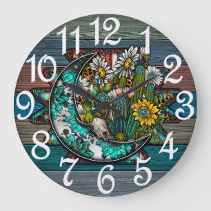 Turquoise Moon  Large Clock