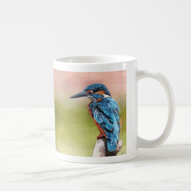 Turquoise Morning Kingfisher Bird Coffee Mug (Right)