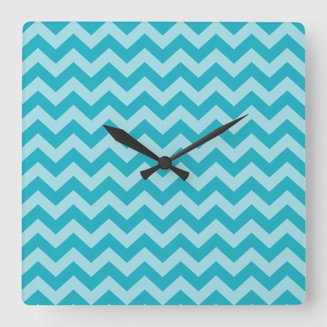 Turquoise Moroccan Moods Chevrons Square Wall Clock (Front)