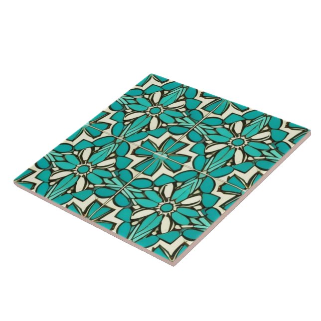Turquoise Moroccan Mosaic Ceramic Tile (Side)