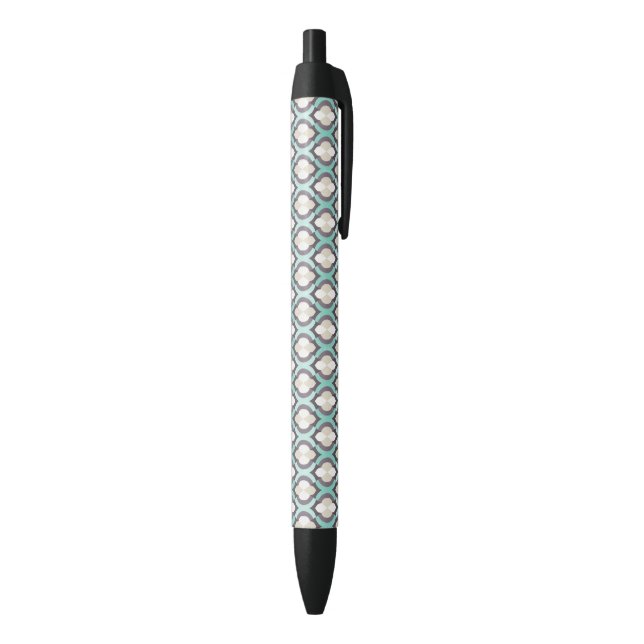 Turquoise Moroccan Pattern Black Ink Pen (Bottom (Vertical))