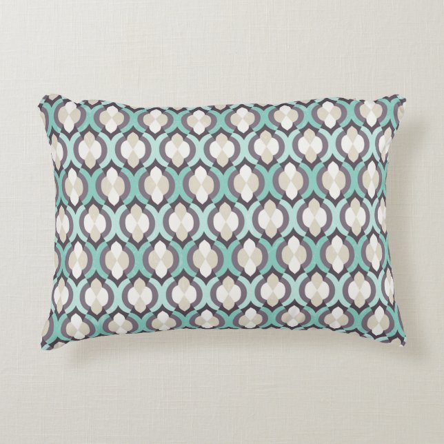 Turquoise Moroccan Pattern Decorative Cushion (Front)