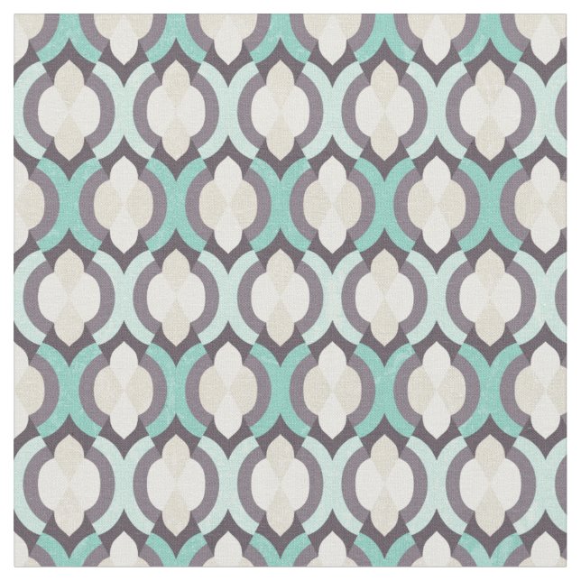Turquoise Moroccan Pattern Fabric (Close Up)