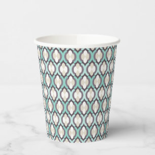 Turquoise Moroccan Pattern Paper Cups