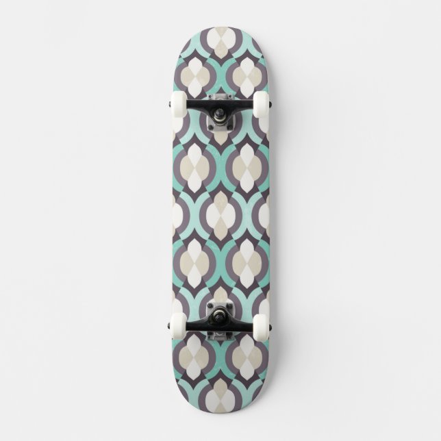 Turquoise Moroccan Pattern Skateboard (Front)