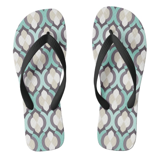 Turquoise Moroccan Pattern Thongs (Footbed)