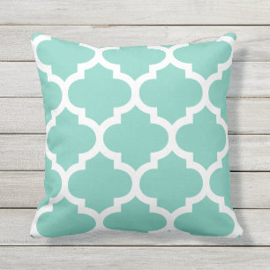 Turquoise Moroccan Quatrefoil Outdoor Pillows
