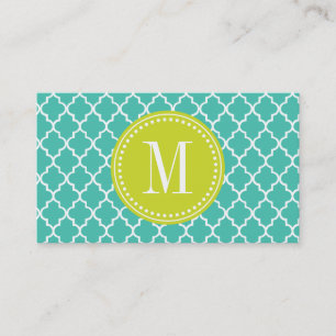 Turquoise Moroccan Tiles Lattice Personalised Calling Card