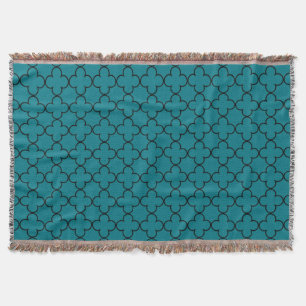 Turquoise moroccan trellis pattern throw blanket