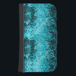 Turquoise Mosaic Geometric Pattern Samsung S4 Wallet Case<br><div class="desc">Popular shiny metallic sequence look turquoise tones disco glitter. Retro 70's disco ball mirrors with the bling and sparkles.</div>