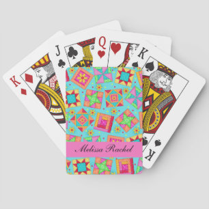 Turquoise Multi-colour Quilt Patchwork Blocks Playing Cards