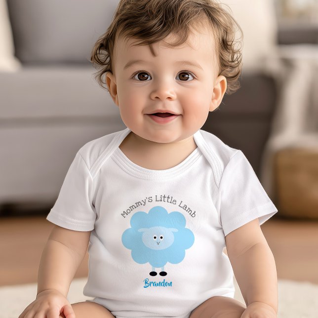 Turquoise Mummy’s Little Lamb Baby Boy Cute Simple Baby Bodysuit (Creator Uploaded)