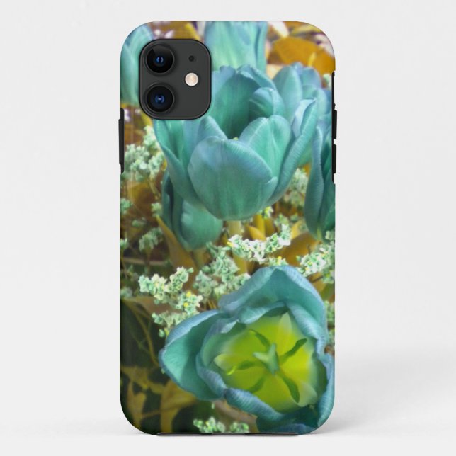 Turquoise N Gold Tulips iPhone 5 case (Back)