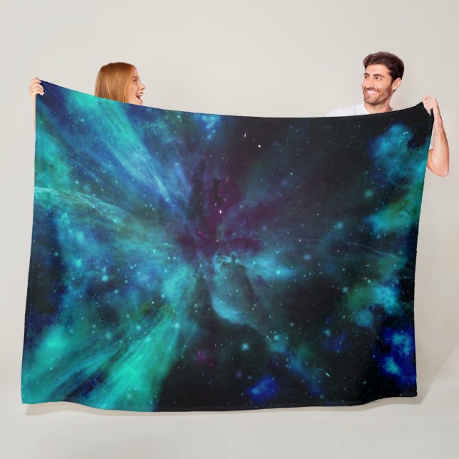 Turquoise N Purple Nebula  Fleece Blanket (In Situ)