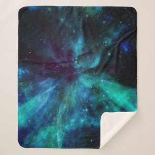 Turquoise N Purple Nebula  Sherpa Blanket