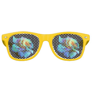 Turquoise N Yellow Tie-Dyed Rose Sunglasses