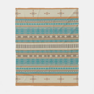Turquoise Native Tribal Pattern Fleece Blanket