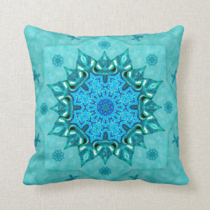 Turquoise Nature Mandala Mojo Throw Pillow