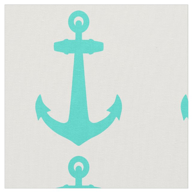 Turquoise Nautical Anchor Fabric (Close Up)