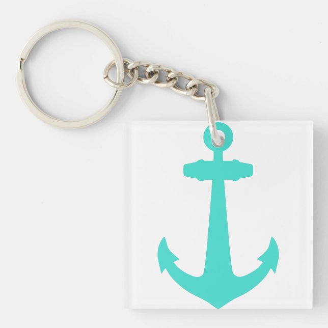 Turquoise Nautical Anchor Key Ring (Front)