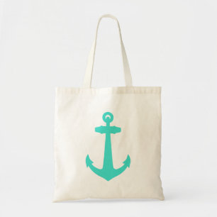 Turquoise Nautical Anchor Tote Bag