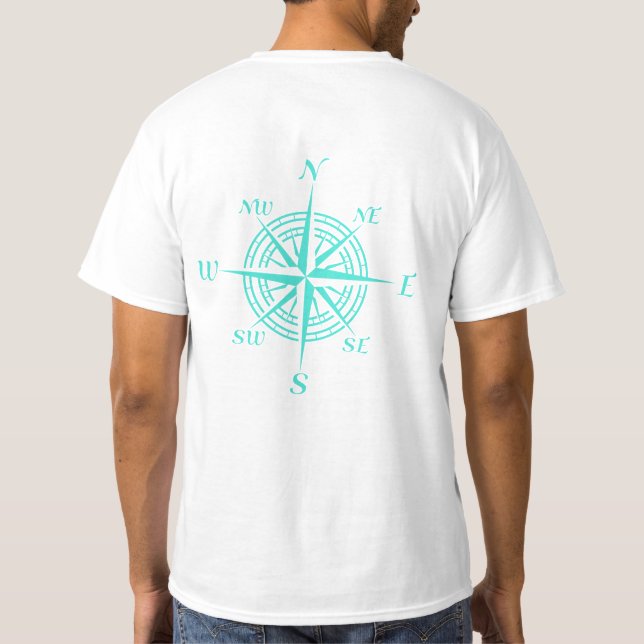 Turquoise Nautical Compass Rose T-Shirt (Back)