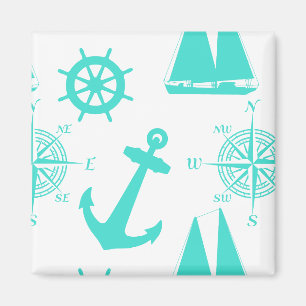 Turquoise Nautical Pattern Magnet