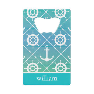 Turquoise Nautical Pattern monogram design