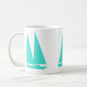 Turquoise Nautical Sailboat Coffee Mug
