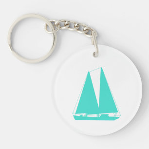 Turquoise Nautical Sailboat Key Ring
