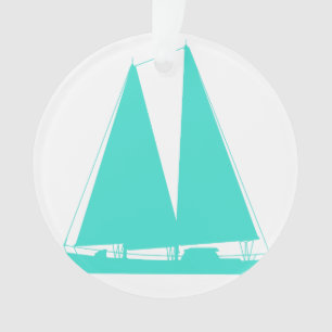 Turquoise Nautical Sailboat Ornament