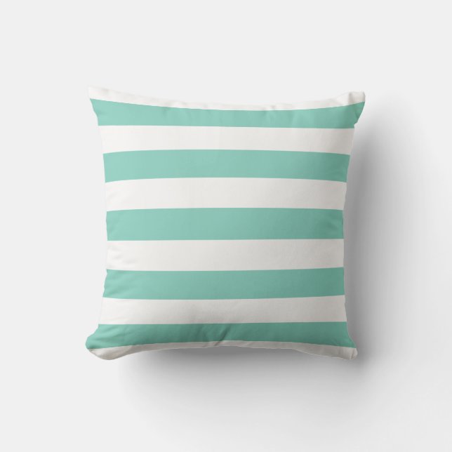 Turquoise Nautical Stripes Outdoor Pillows (Front)