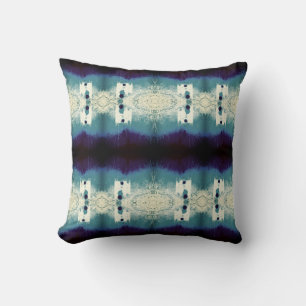 Turquoise Navy Beige Mediterranean Large Mosaics Cushion