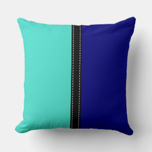 Turquoise & Navy Solid Colour Background Cushion