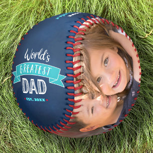 Turquoise Navy World’s Greatest Dad Typography Baseball