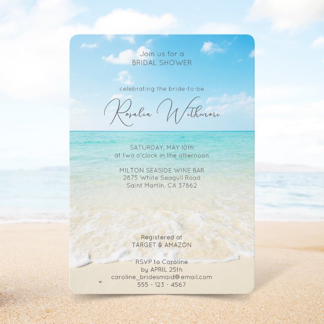 turquoise Ocean A Beach paradise bridal shower Invitation (Creator Uploaded)