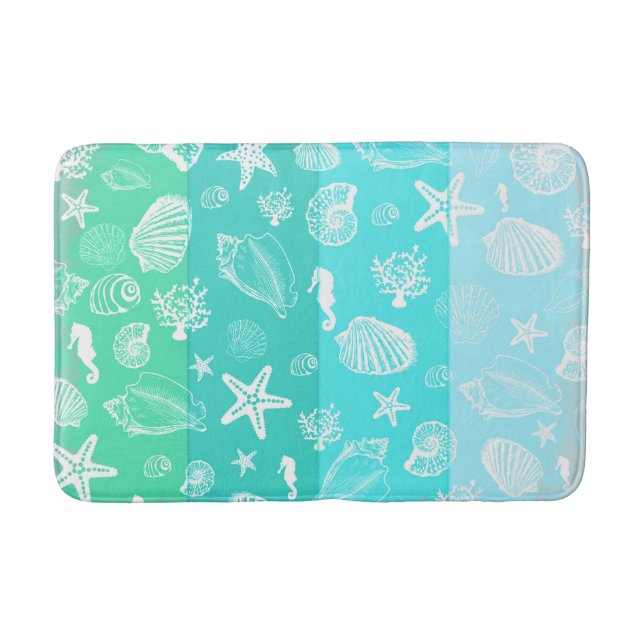 Turquoise ocean pattern bath mat (Front)