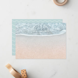 Turquoise Ocean Sandy Beach Handmade Jewellery Card