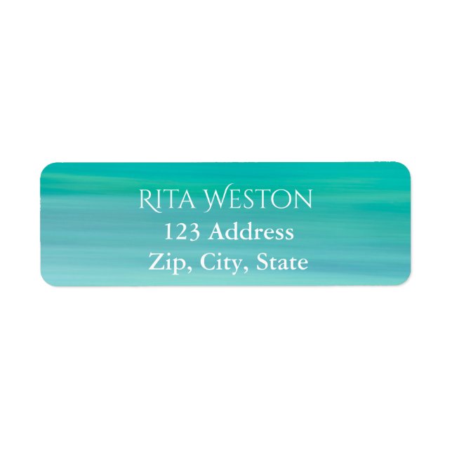 Turquoise ocean sea water address return label (Front)