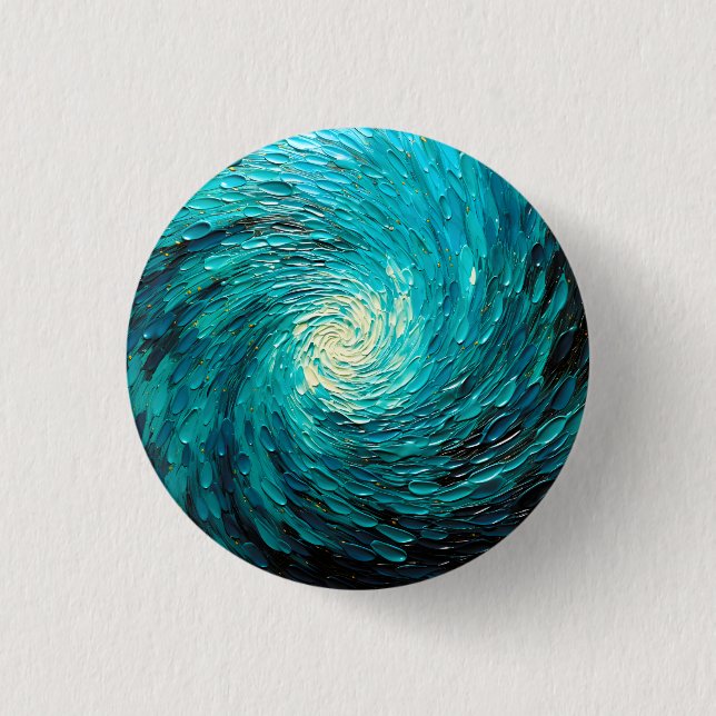 Turquoise Ocean Vortex Abstract 3 Cm Round Badge (Front)