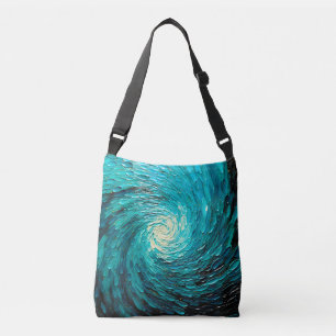 Turquoise Ocean Vortex Abstract Crossbody Bag