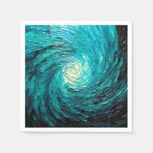 Turquoise Ocean Vortex Abstract Napkin