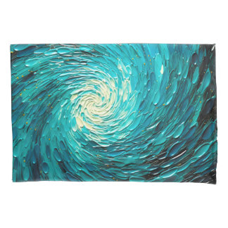 Turquoise Ocean Vortex Abstract Pillowcase