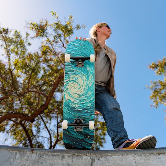 Turquoise Ocean Vortex Abstract Skateboard (Outdoor 1)