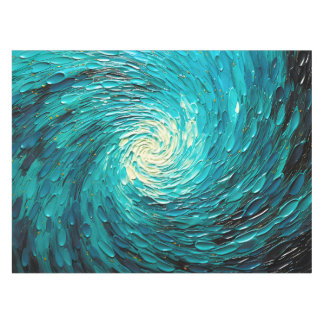 Turquoise Ocean Vortex Abstract Tablecloth
