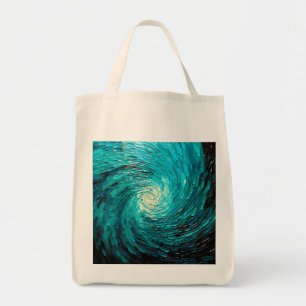 Turquoise Ocean Vortex Abstract Tote Bag