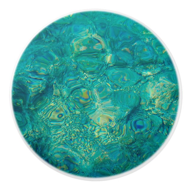 Turquoise ocean water ceramic knob (Front)