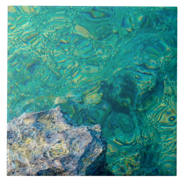 Turquoise ocean water ceramic tile (Front)