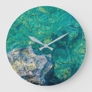 Turquoise ocean water large clock