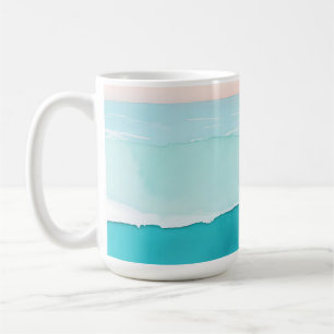 Turquoise Ocean Watercolor Sunset Coffee Mug